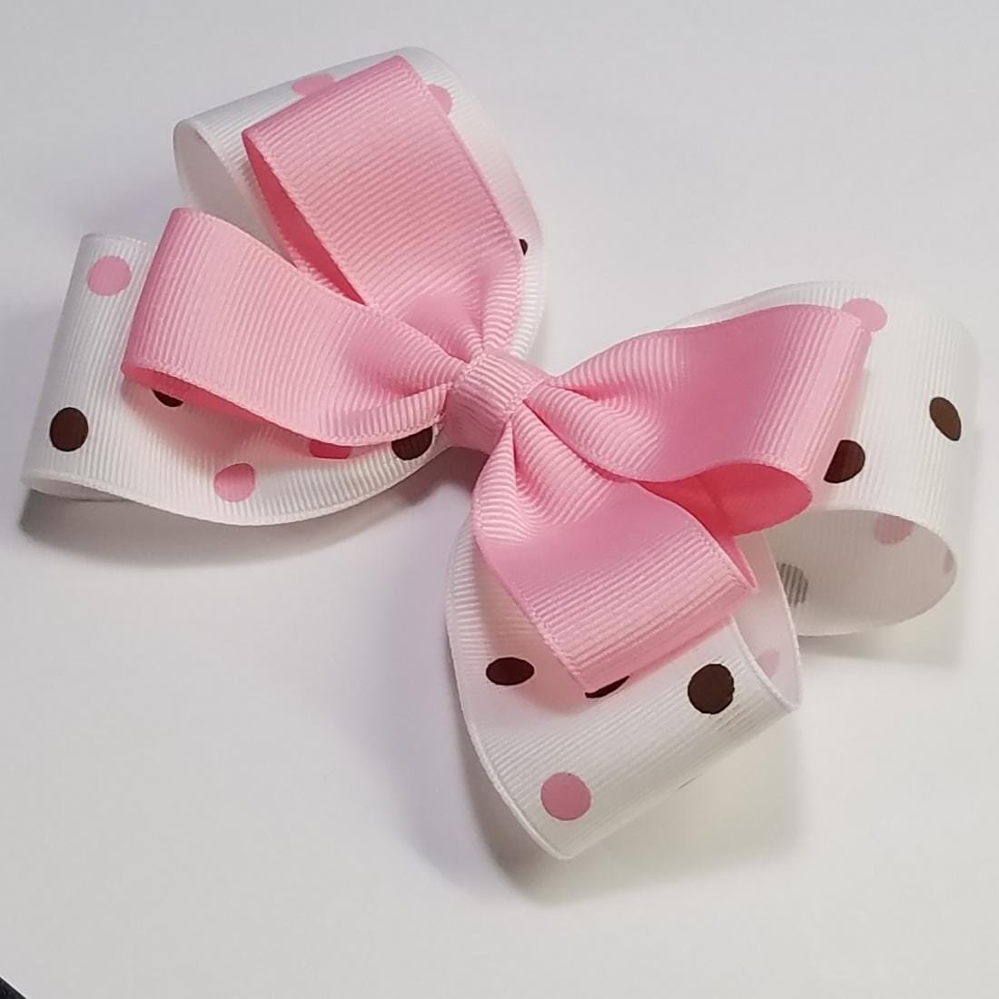 5" Pink Brown Polka Dot 