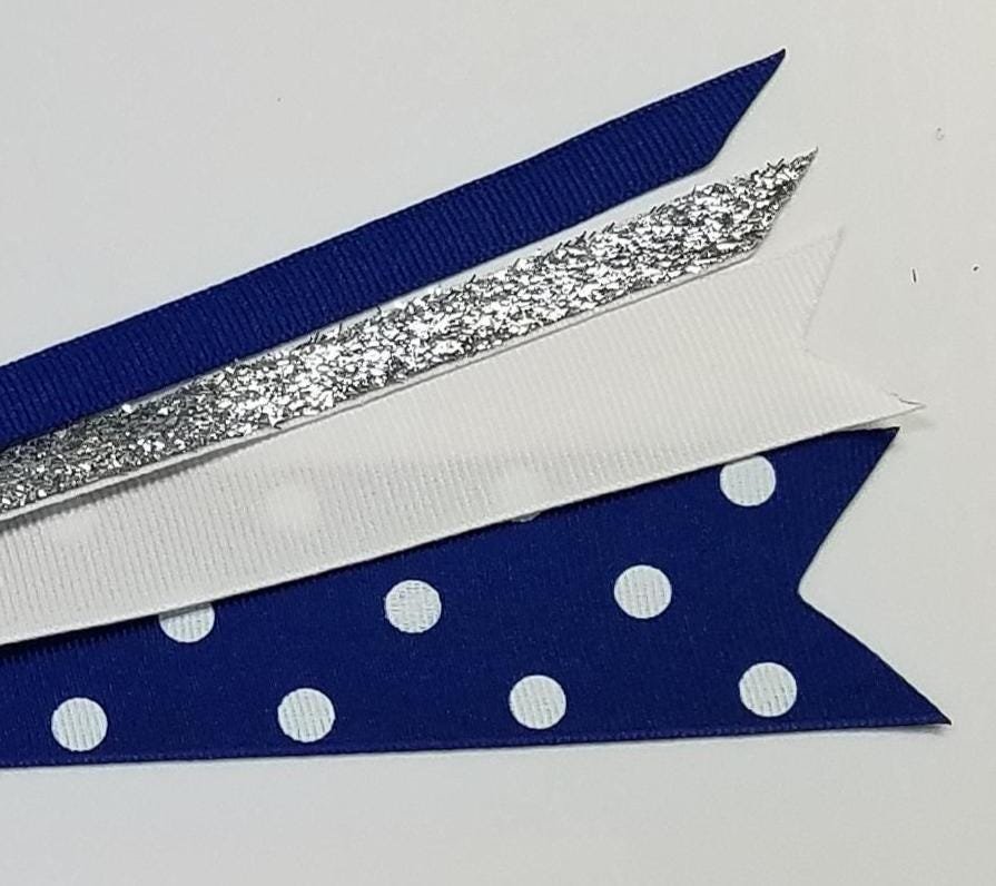 Dark Royal Polka Dot Ponytail Streamer 8" (16" total)