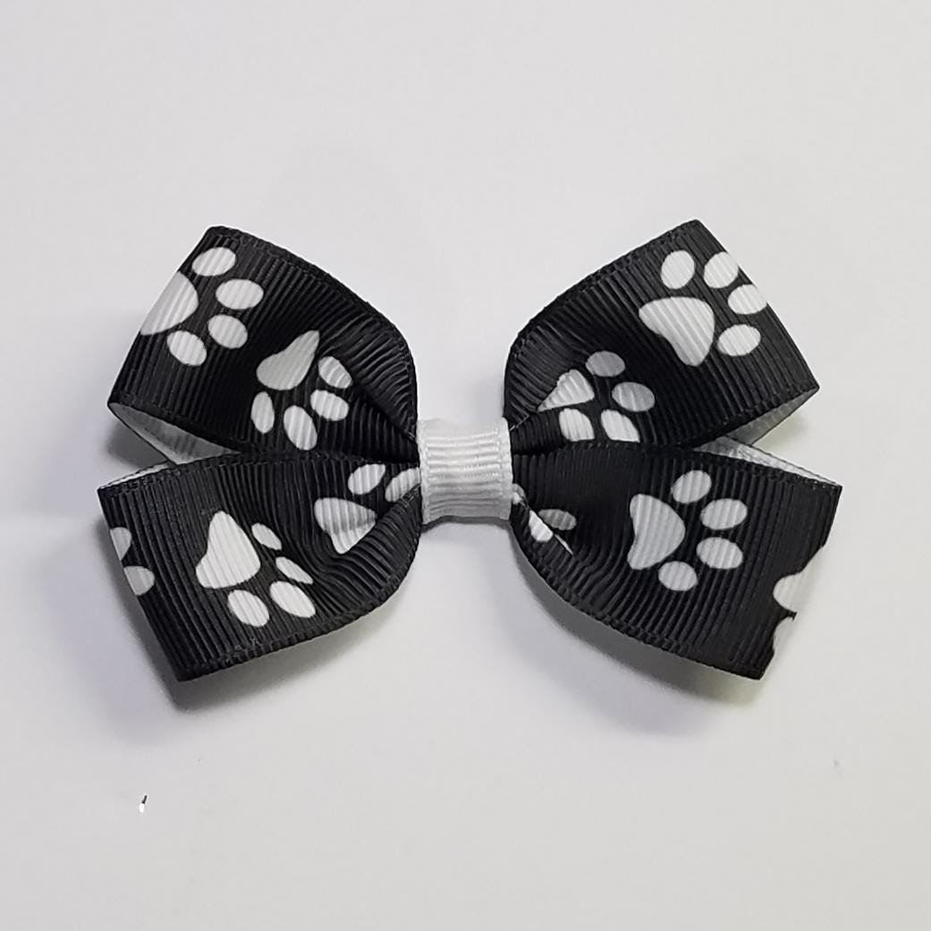 3" Black White Paw Print