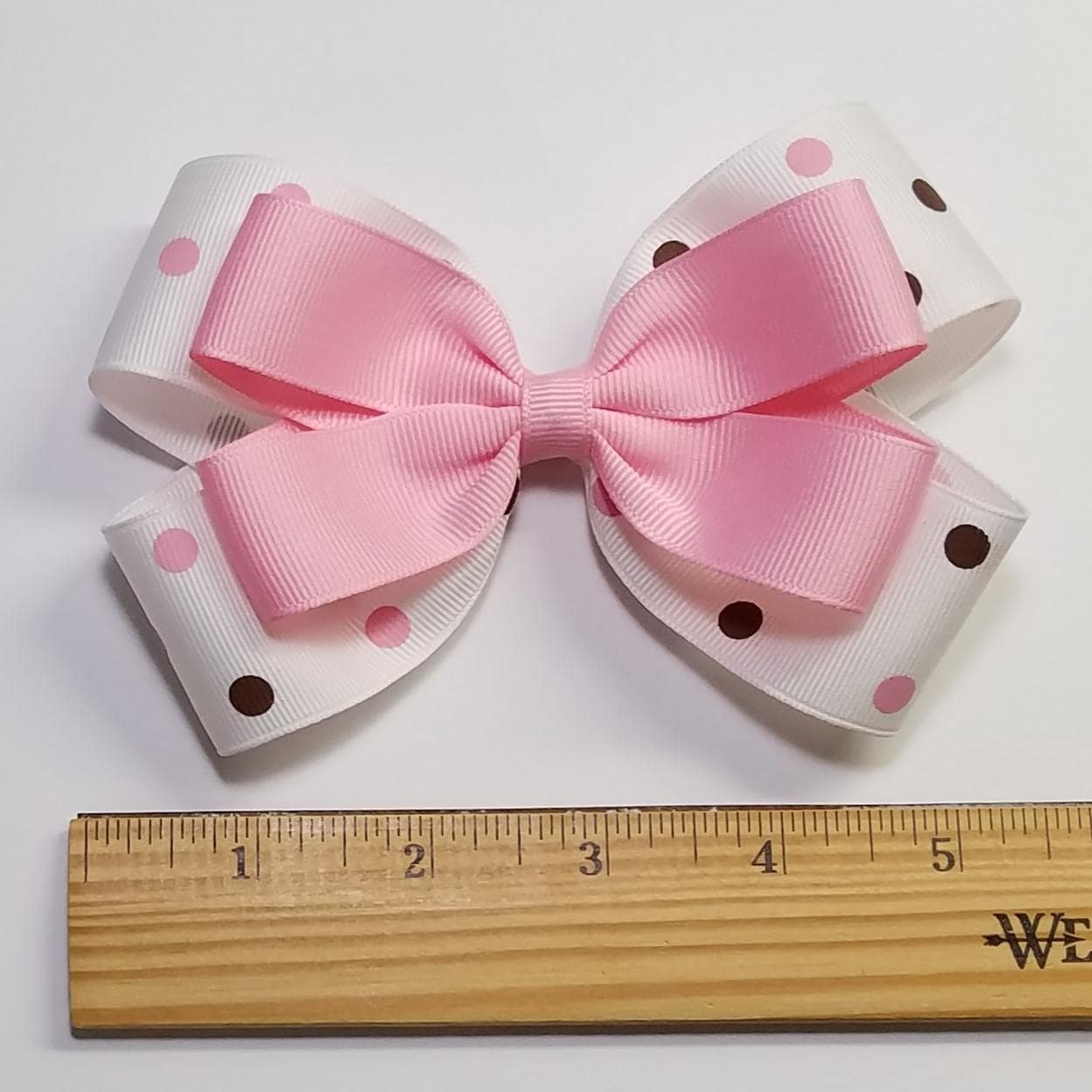 5" Pink Brown Polka Dot 