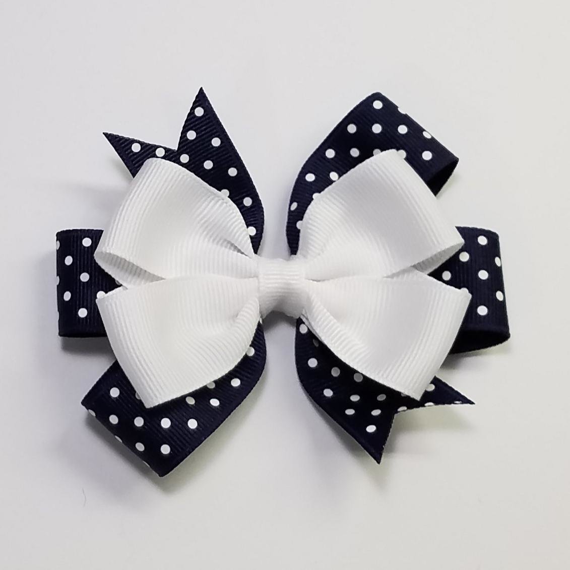 3.5" Navy White Polka Dot 