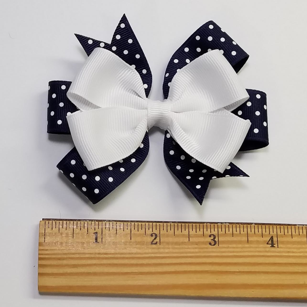 3.5" Navy White Polka Dot 