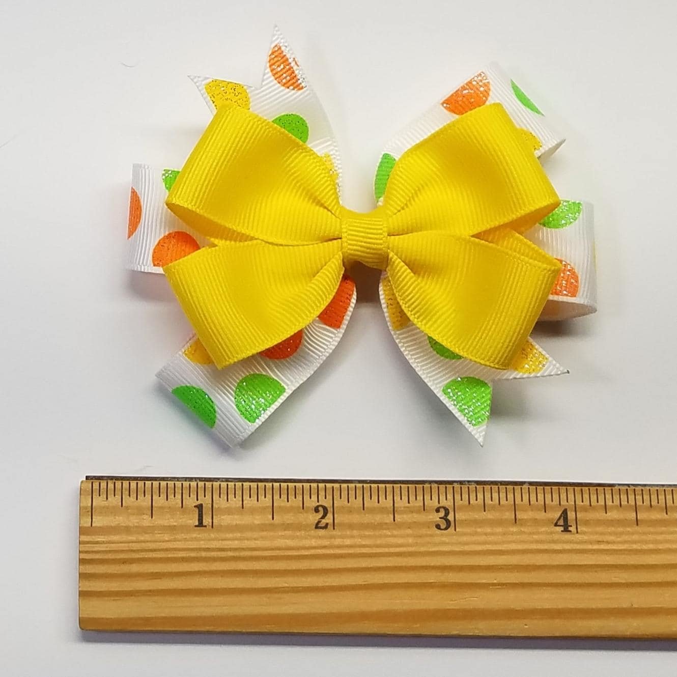 3.5" Orange Yellow Green Glitter Polka Dot 