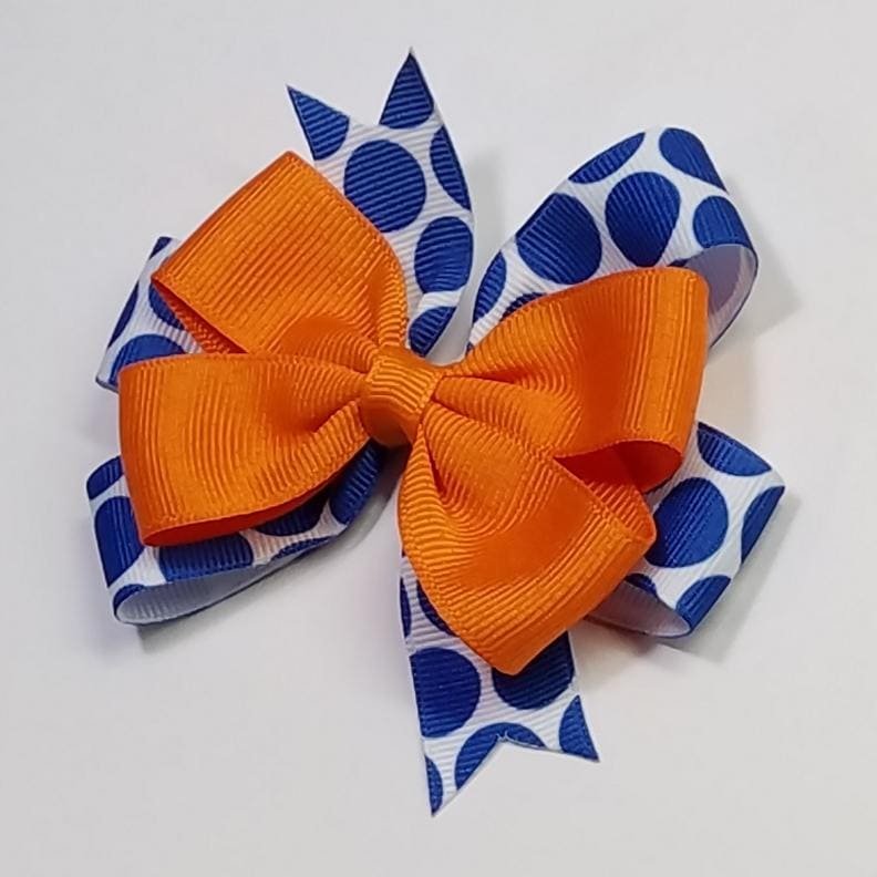 3.5" Orange Royal Blue Polka Dot 