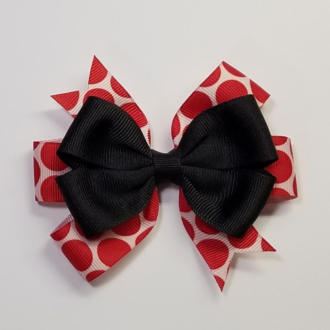 3.5" Black Red Polka Dot 