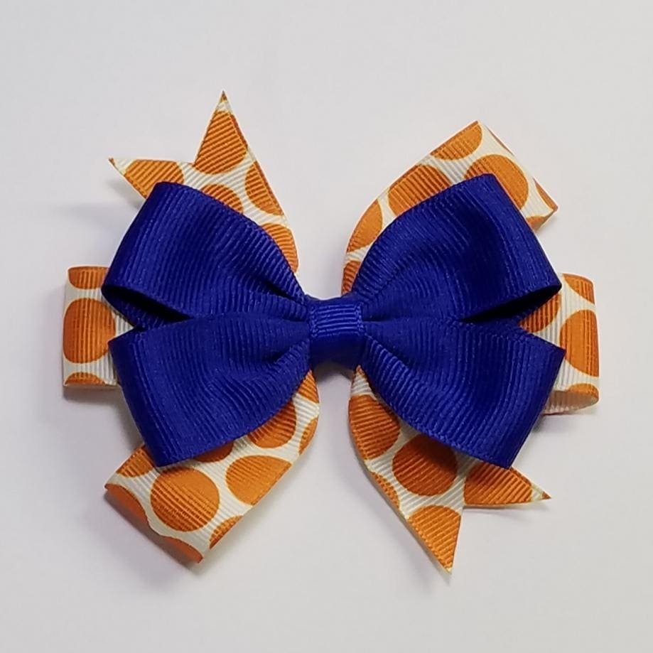 3.5" Royal Blue Orange Polka Dot Team Sport School 