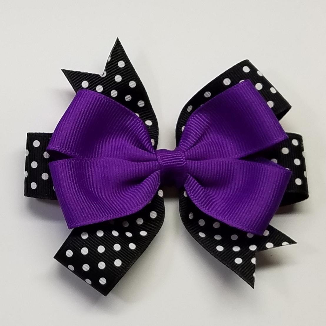 3.5" Purple Black Polka Dot Team Sport School 