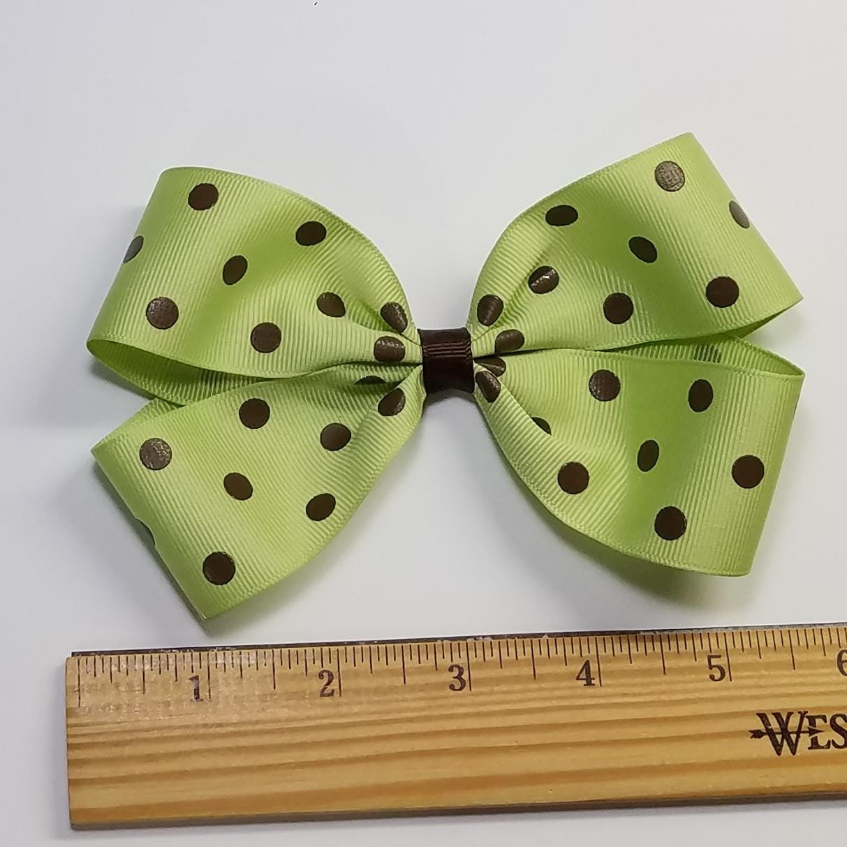 5" Green Brown Polka Dot