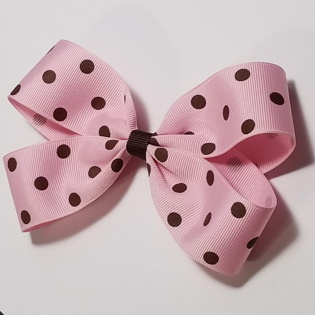 5" Pink Brown Polka Dot 