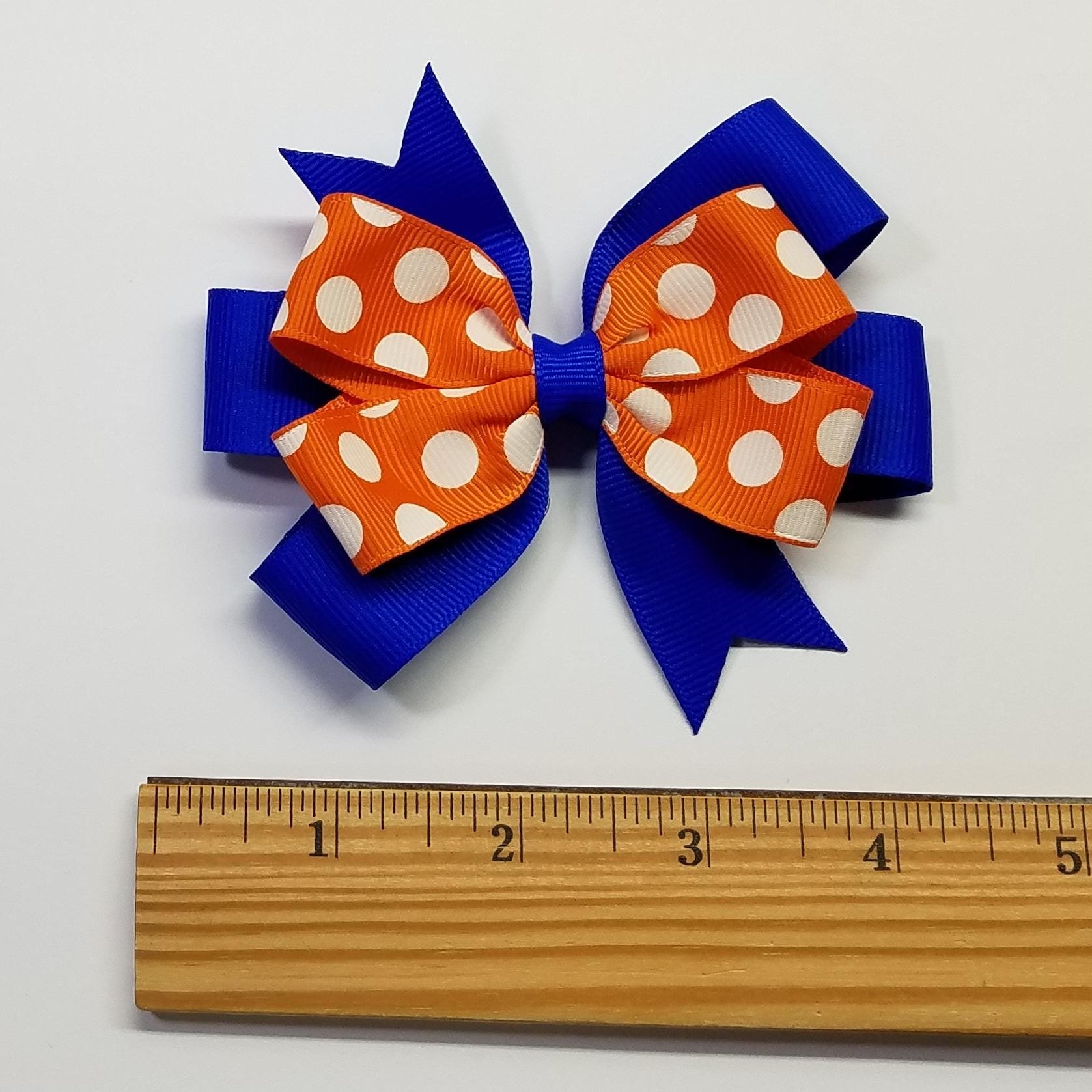 3.5" Orange Polka Dot Electric Blue Team Sport School 
