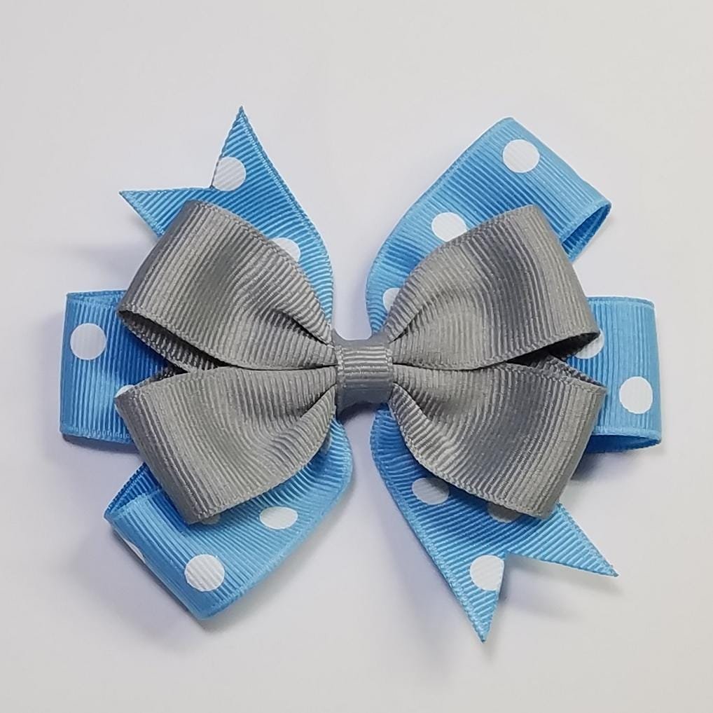 3.5" Silver Grey Blue Polka Dot Team Sport School