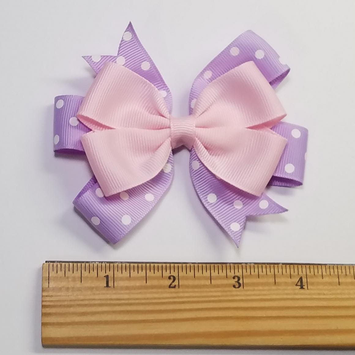 3.5" Baby Pink Light Purple Polka Dot