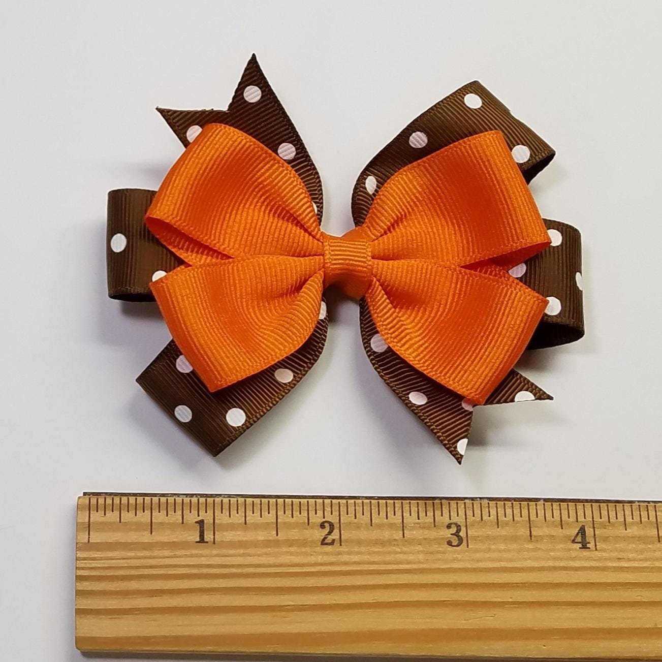 3.5" Orange Brown Polka Dot Team Sport School Colors 