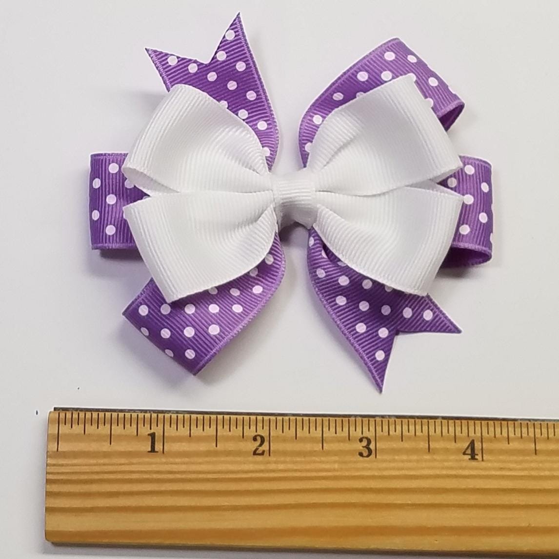 3.5" White Dark Orchid Purple Polka Dot 