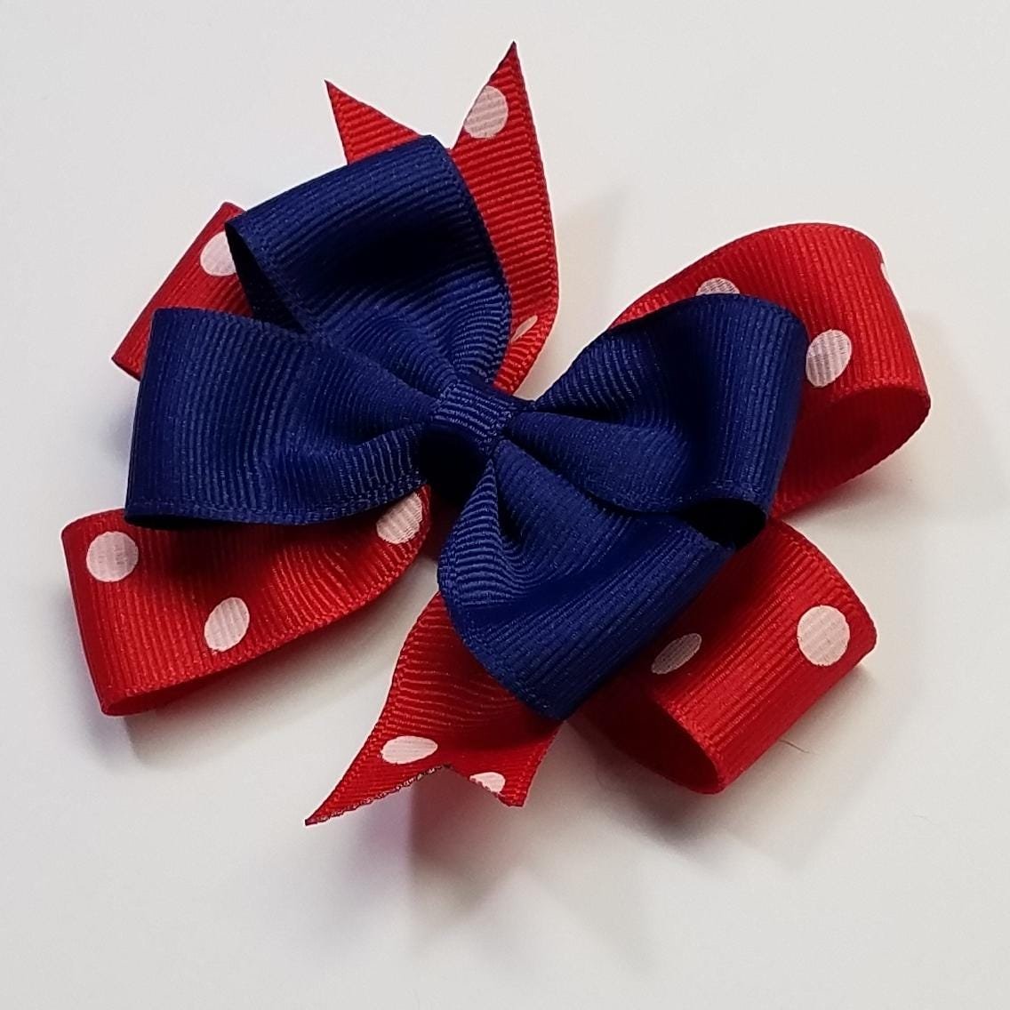 3.5" Light Navy Red Polka Dot 