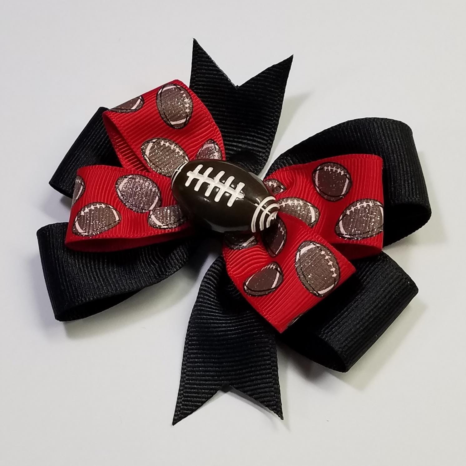 3.5" Football Glitter Red Black
