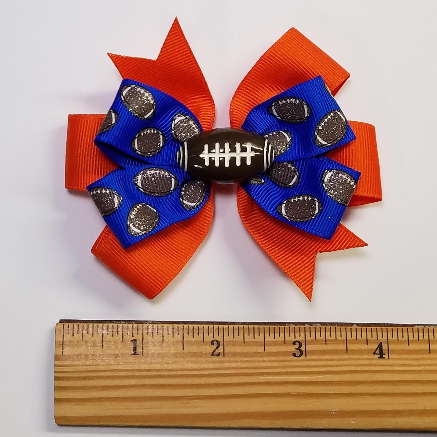 3.5" Football Glitter Blue Orange