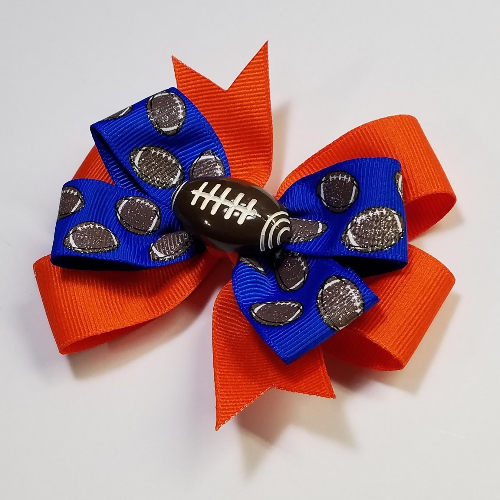 3.5" Football Glitter Blue Orange