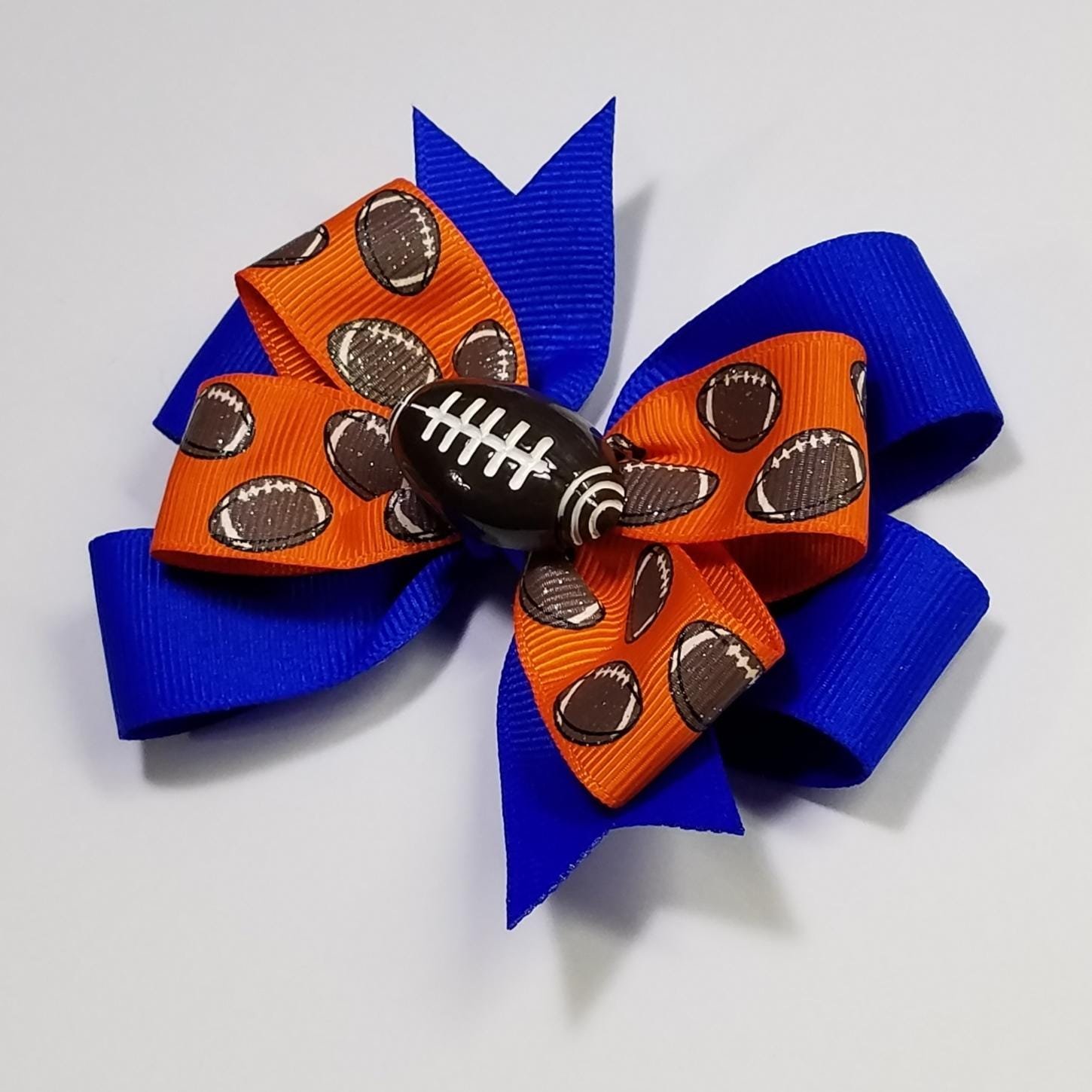 3.5" Football Glitter Orange Blue