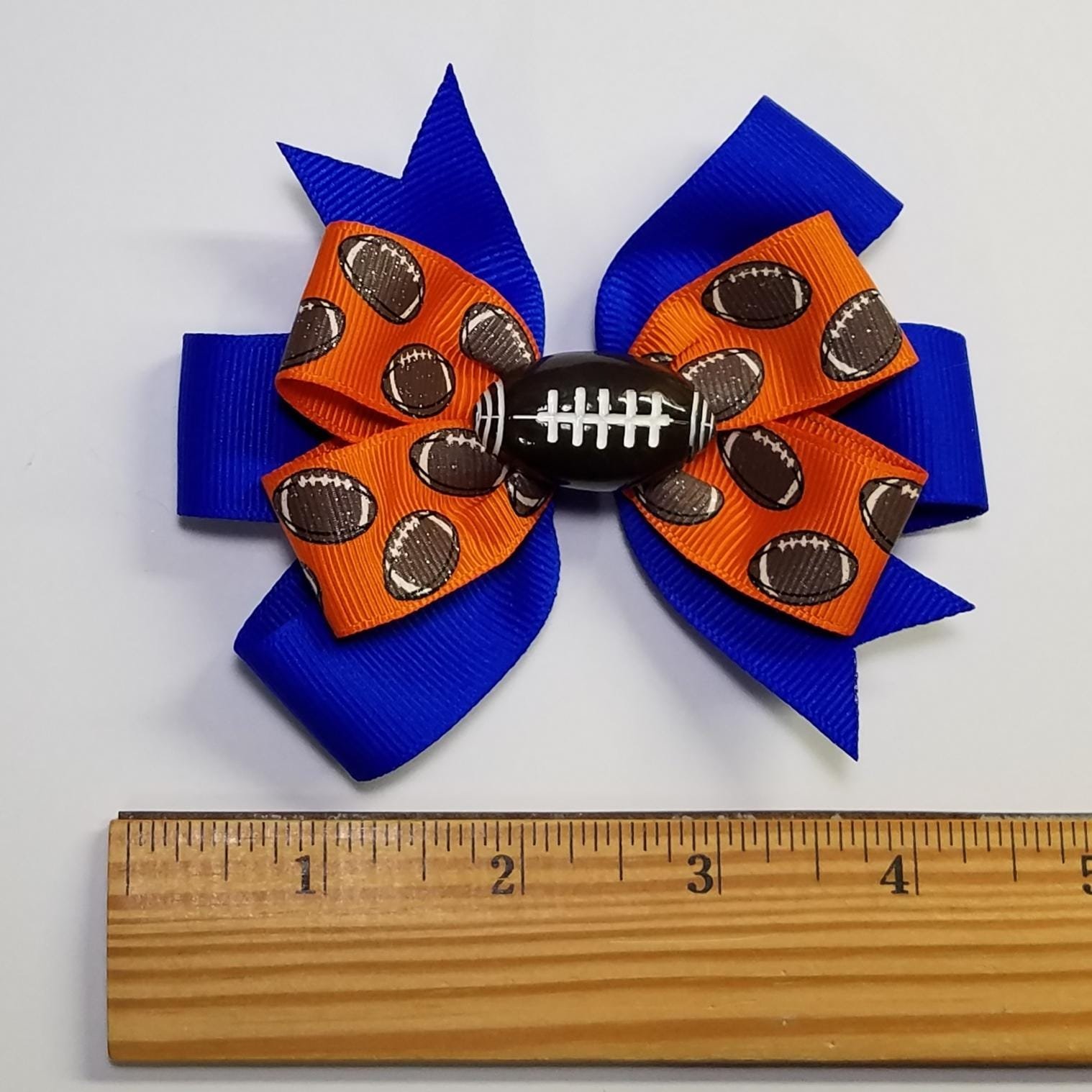 3.5" Football Glitter Orange Blue