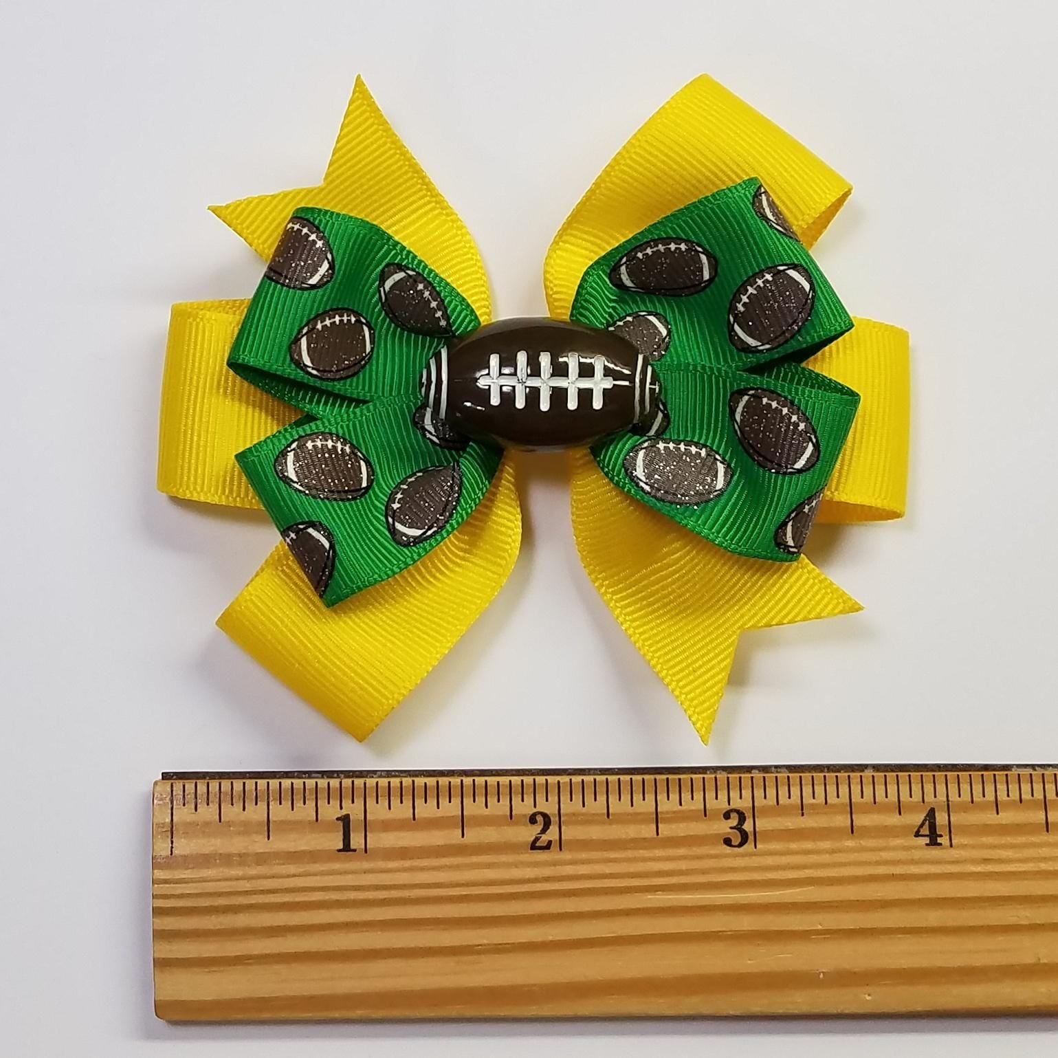 3.5" Football Glitter  Green Yellow 