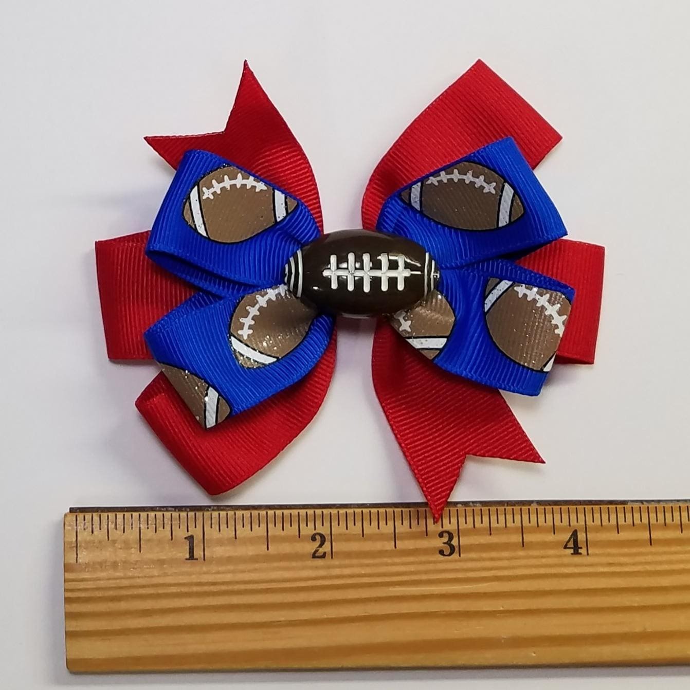 3.5" Football Glitter Blue Red 
