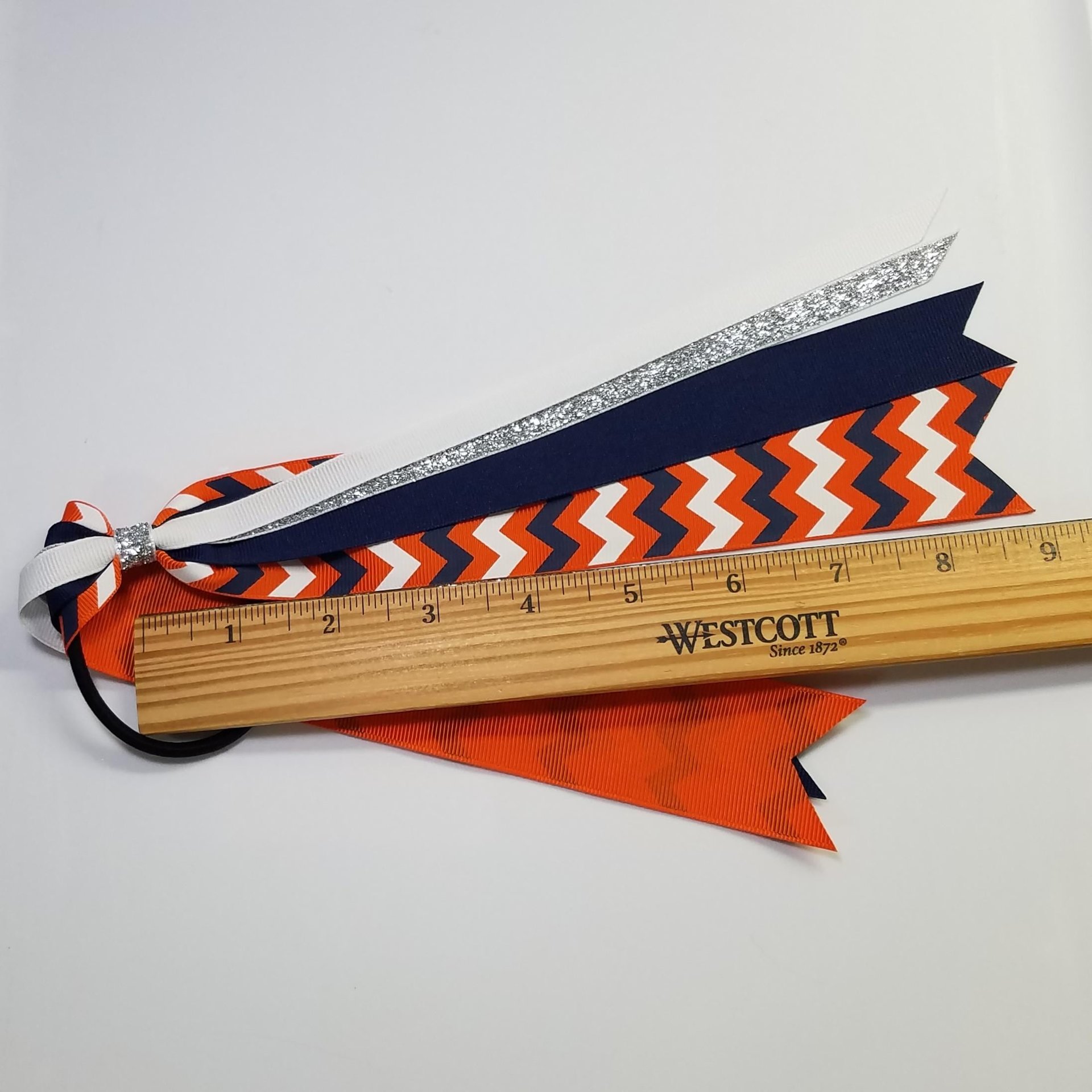 Navy Blue Orange White Chevron 