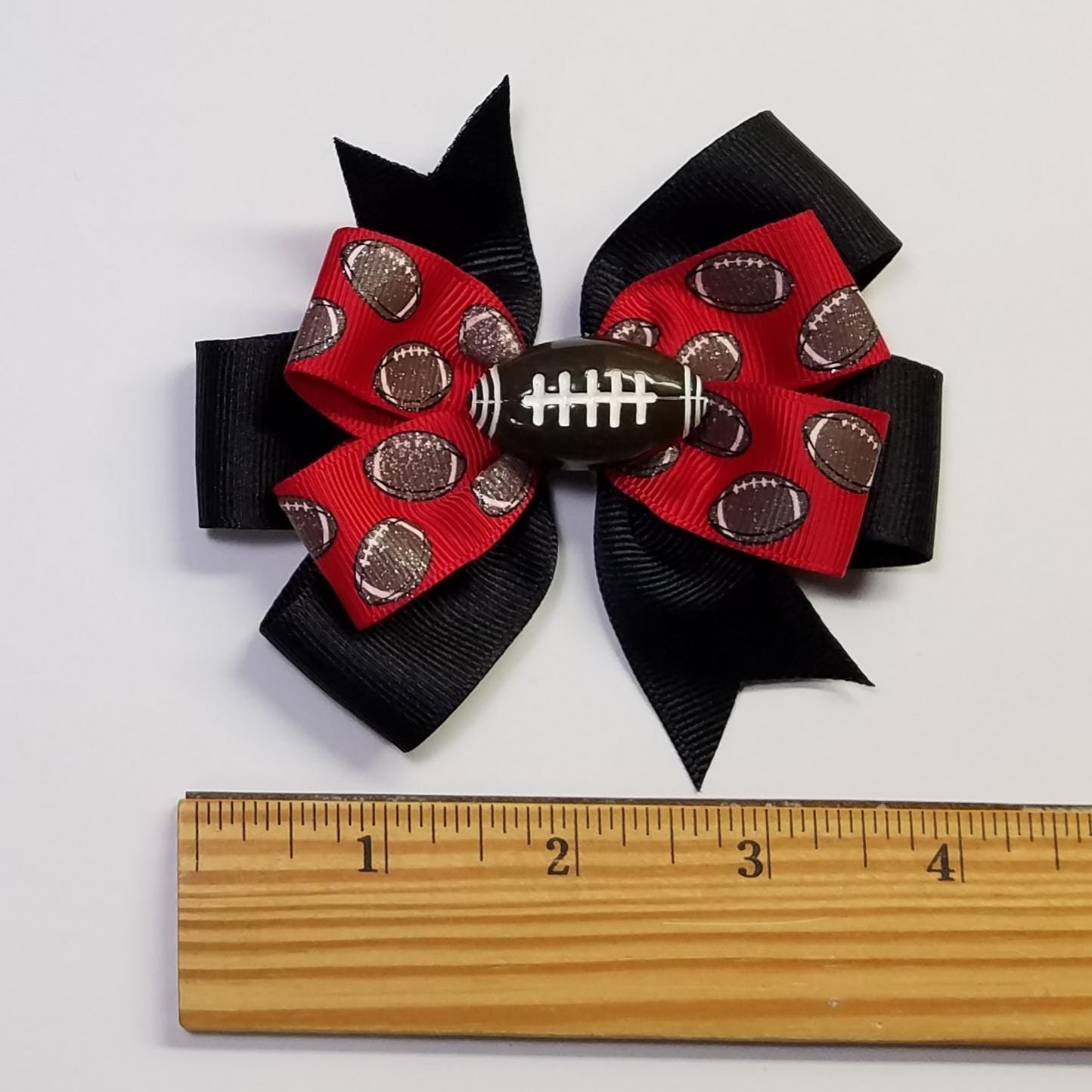 3.5" Football Glitter Red Black