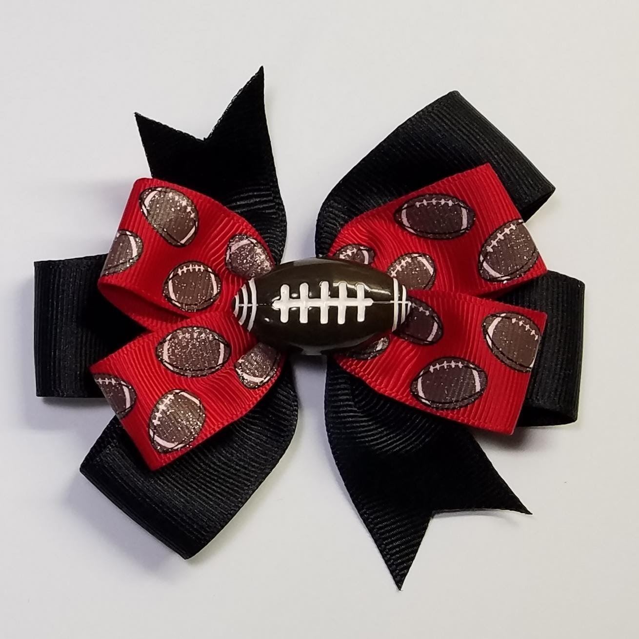 3.5" Football Glitter Red Black