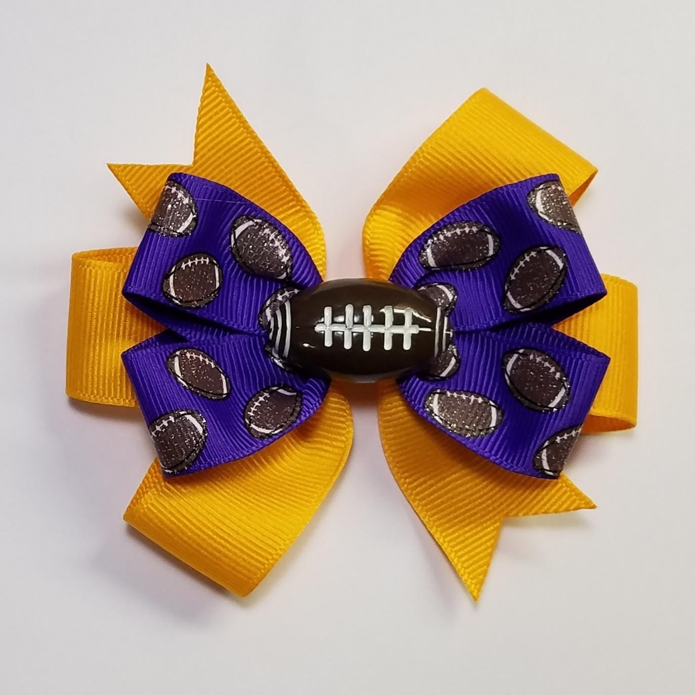 3.5" Football Glitter Purple Yellow Gold