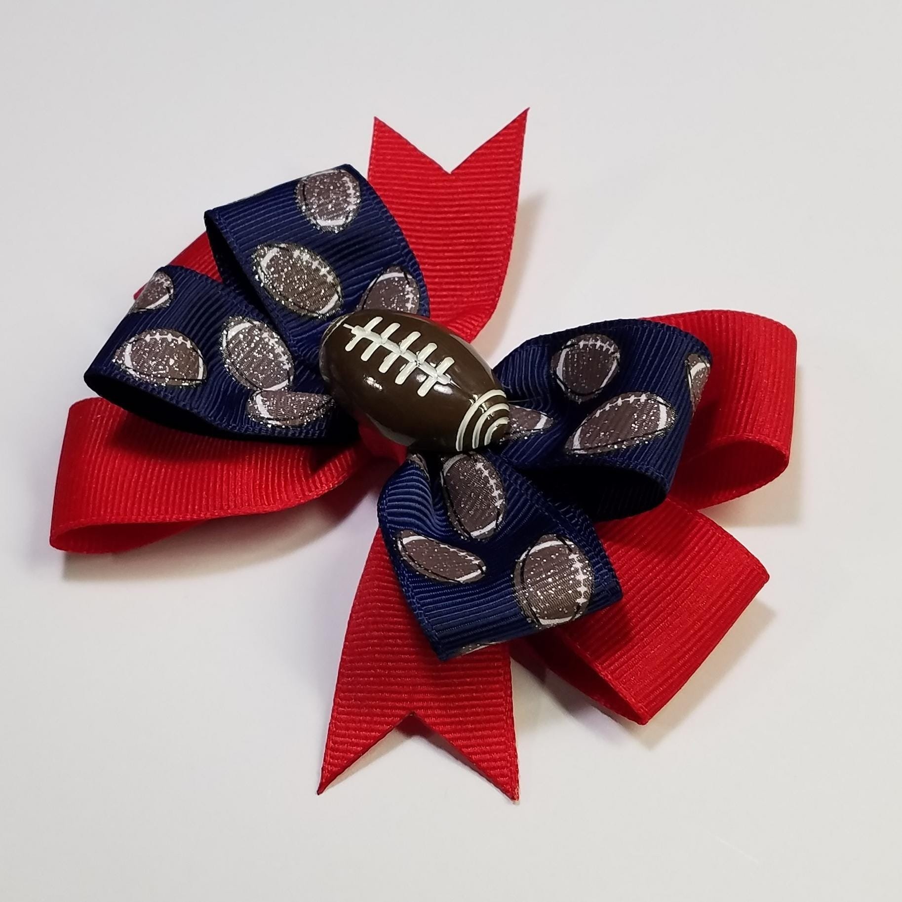 3.5" Football Glitter Navy Blue Red  