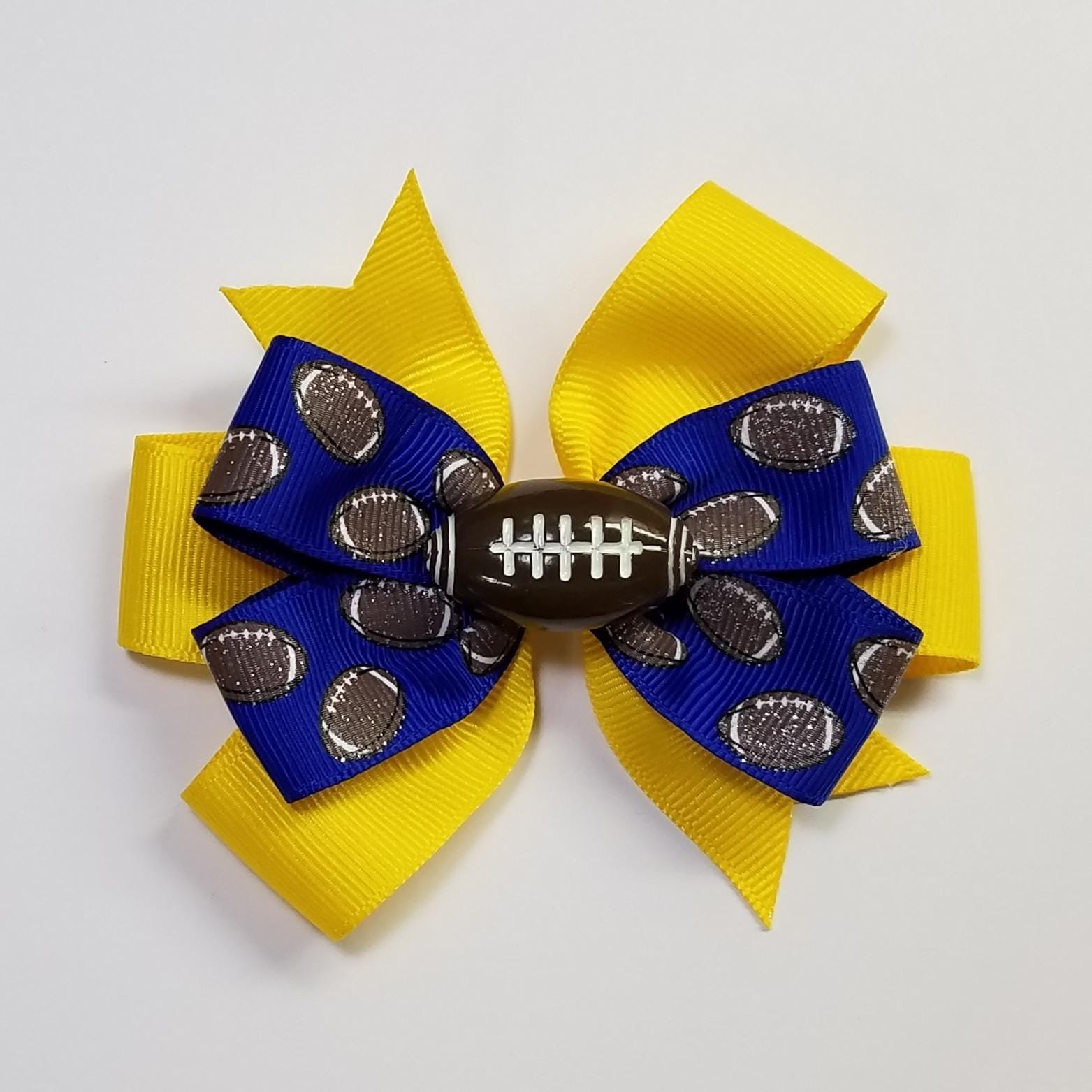 3.5" Football Glitter Blue Yellow