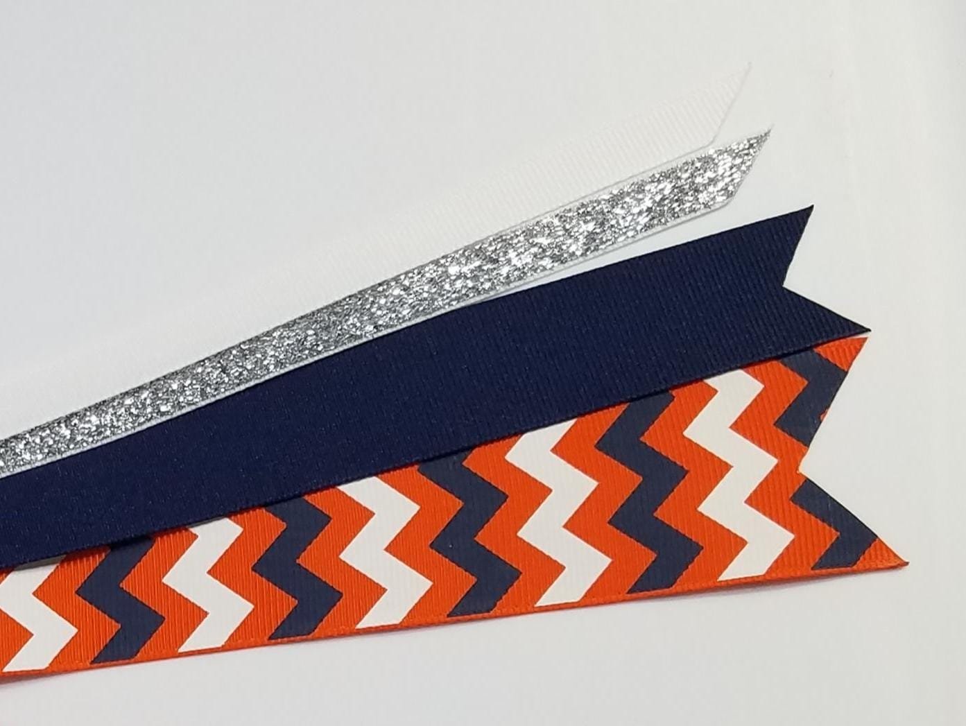 Navy Blue Orange White Chevron 