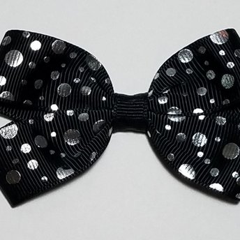 3" Black Silver Polka Dot 