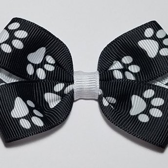 3" Black White Paw Print