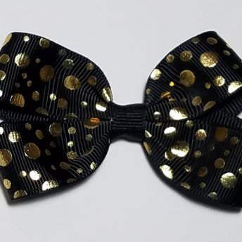 3" Black Gold Polka Dot 