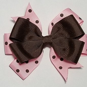 3.5" Pink Brown Polka Dot 
