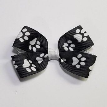 3" Black White Paw Print