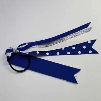 Dark Royal Polka Dot Ponytail Streamer 8" (16" total)