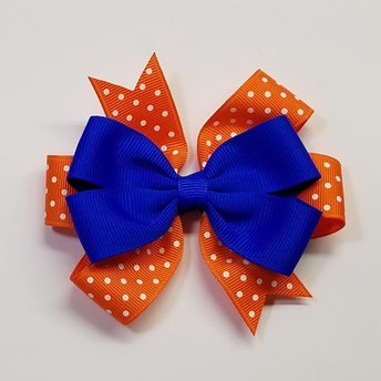 3.5" Electric Blue Orange Polka Dot Team Sport School Colors