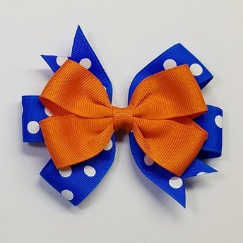 3.5" Orange Electric Blue Polka Dot Team Sport School Colors