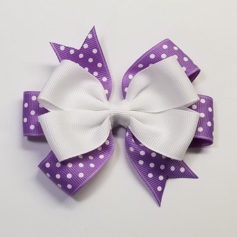 3.5" White Dark Orchid Purple Polka Dot 