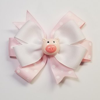3.5" Pig Baby Pink Polka Dot