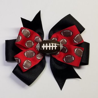 3.5" Football Glitter Red Black
