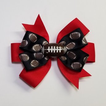 3.5" Football Glitter Black Red 